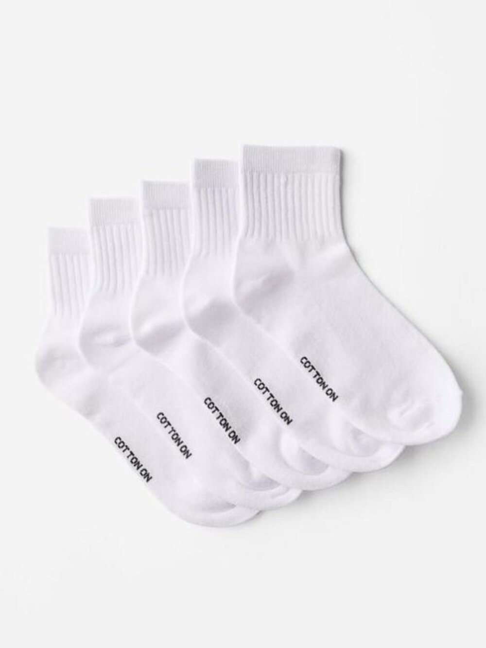 COTTON ON Women's 5Pk Quarter Crew Sock In White